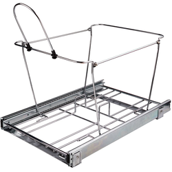 35 Quart Double Pullout Waste Container System (Trash Can Sold Separately), Minimum Cabinet Opening Width: 15 Inch, Chrome
