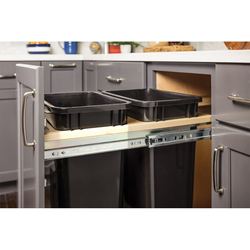 35 Quart Top Mount Soft-Close Double Trash Can Unit for 15 Inch Width Cabinet Opening