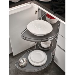 Lemans II Series 45 Blind Corner Organizer, Blind Left, Includes Two-15 Inch Trays, Post, and Soft Close, Min. Cabinet Opening 16-1/2 Inch W x 21 Inch H, Chrome/Anthracite