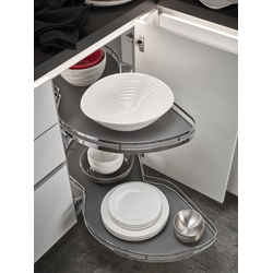 Lemans II Series 45 Blind Corner Organizer, Blind Right, Includes Two-15 Inch Trays, Post, and Soft Close, Min. Cabinet Opening 16-1/2 Inch W x 21 Inch H, Chrome/Anthracite