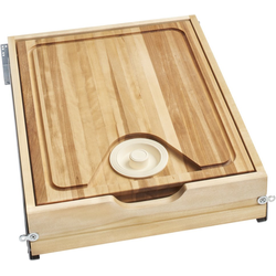 16-1/2 Inch Width Frameless Cut-Out Cutting Board Drawer, Minimum Cabinet Opening Width: 16-1/2 Inch, Natural