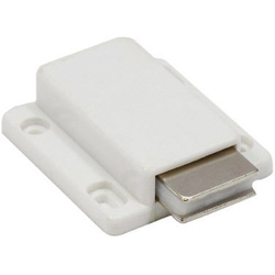 Futaba Push to Open Square Single Door Magnetic Touch Latch, 1-11/16 Inch Width x 1-13/16 Depth, Throw Distance 7/16 Inch, White
