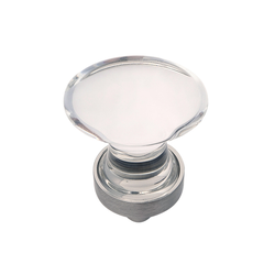 26% OFF Gemstone Oval Knob 1-1/4 inch Diameter Clear Glass and Satin Nickel