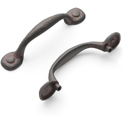 Refined Rustic 3 Inch Center to Center Cabinet Pull, Rustic Iron (10 Pack)