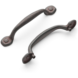 Refined Rustic 3-3/4 Inch (96mm) Center to Center Cabinet Pull, Rustic Iron (10 Pack)