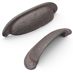 Refined Rustic 3 Inch and 3-3/4 Inch (96mm) Center to Center Cabinet Pull, Rustic Iron (10 Pack)