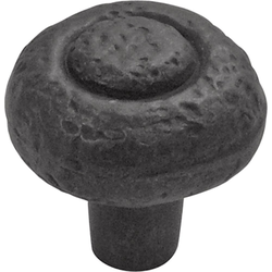 Refined Rustic 1-1/4 Inch Diameter Cabinet Knob, Black Iron (25 Pack)