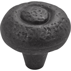 Refined Rustic 1-1/2 Inch Diameter Cabinet Knob, Black Iron (25 Pack)