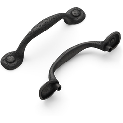 Refined Rustic 3 Inch Center to Center Cabinet Pull, Black Iron (10 Pack)