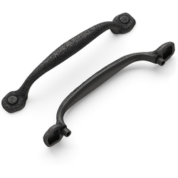 Refined Rustic 5-1/16 Inch (128mm) Center to Center Cabinet Pull, Black Iron (10 Pack)