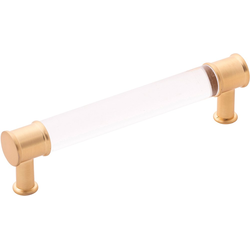 Midway 5-1/16 Inch (128mm) Center to Center Cabinet Pull, Crysacrylic with Brushed Golden Brass
