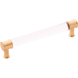 Midway 6-5/16 Inch (160mm) Center to Center Cabinet Pull, Crysacrylic with Brushed Golden Brass