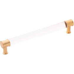 Midway 7-9/16 Inch (192mm) Center to Center Cabinet Pull, Crysacrylic with Brushed Golden Brass