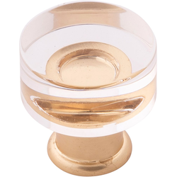 Midway 1 Inch Diameter Cabinet Knob, Crysacrylic with Brushed Golden Brass