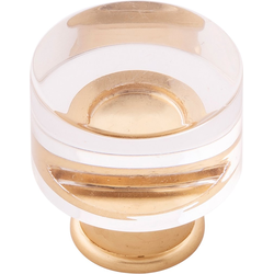 Midway 1-1/4 Inch Diameter Cabinet Knob, Crysacrylic with Brushed Golden Brass