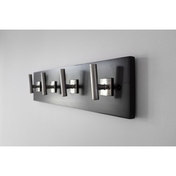 Bar Pull 18 Inch Long Coat Rack/Hook Rail, Cocoa Wood Grain with Satin Nickel