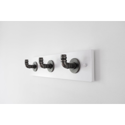 Pipeline 18 Inch Long Coat Rack/Hook Rail, White with Black