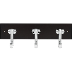 Euro-Contemporary 18 Inch Long Coat Rack/Hook Rail, Cocoa Wood Grain with Chrome (8 Pack)
