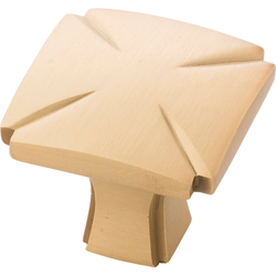 Bridges 1-3/16 Inch Square Cabinet Knob, Brushed Golden Brass (10 Pack)