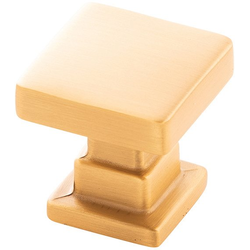 Brighton 1 Inch Square Cabinet Knob, Brushed Golden Brass