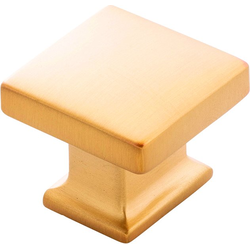 Cambridge 1-1/4 Inch Square Cabinet Knob, Brushed Golden Brass