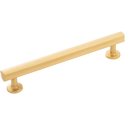 Woodward 6-5/16 Inch (160mm) Center to Center Cabinet Pull, Brushed Golden Brass