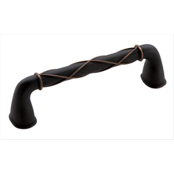 Clearance Sale, Lattice 3-3/4 Inch Center to Center Dark Oiled Bronze Cabinet Pull