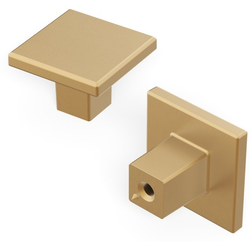 Basics 1-3/16 Inch Square Cabinet Knob, Brass (10 Pack)