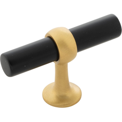 Ostia 2-1/2 Inch X 13/16 Inch Cabinet Knob, Black and Brushed Golden Brass