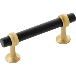 Ostia 3 Inch Center to Center Cabinet Pull, Black and Brushed Golden Brass