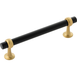 Ostia 5-1/16 Inch (128mm) Center to Center Cabinet Pull, Black and Brushed Golden Brass