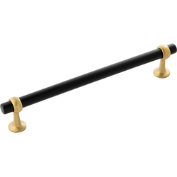 Ostia 7-9/16 Inch (192mm) Center to Center Cabinet Pull, Black and Brushed Golden Brass