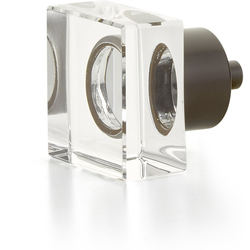 City Lights 1-1/4 Inch Diameter Square Glass Cabinet Knob, Oil Rubbed Bronze