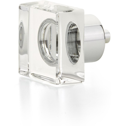 City Lights 1-1/4 Inch Diameter Square Glass Cabinet Knob, Polished Chrome