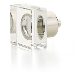 City Lights 1-1/4 Inch Diameter Square Glass Cabinet Knob, Polished Nickel