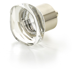 City Lights 1-1/4 Inch Diameter Soft Square Glass Cabinet Knob, Satin Nickel