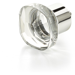 City Lights 1-1/4 Inch Diameter Soft Square Glass Cabinet Knob, Polished Chrome