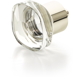 City Lights 1-1/4 Inch Diameter Soft Square Glass Cabinet Knob, Polished Nickel