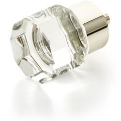 City Lights 1-1/8 Inch Diameter Round Multi-Sided Glass Cabinet Knob, Polished Nickel