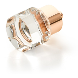 City Lights 1-1/8 Inch Diameter Round Multi-Sided Glass Cabinet Knob, Polished Rose Gold