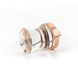 City Lights 1-1/8 Inch Diameter Concave Glass Cabinet Knob, Polished Rose Gold