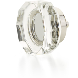 City Lights 1-3/4 Inch Diameter Round Multi-Sided Glass Cabinet Knob, Polished Nickel
