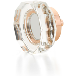 City Lights 1-3/4 Inch Diameter Round Multi-Sided Glass Cabinet Knob, Polished Rose Gold
