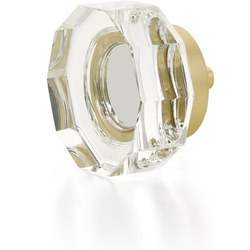 City Lights 1-3/4 Inch Diameter Round Multi-Sided Glass Cabinet Knob, Satin Brass