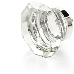City Lights 1-3/4 Inch Diameter Dome Faceted Glass Cabinet Knob, Polished Chrome