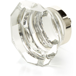 City Lights 1-3/4 Inch Diameter Dome Faceted Glass Cabinet Knob, Polished Nickel