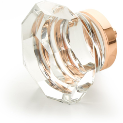 City Lights 1-3/4 Inch Diameter Dome Faceted Glass Cabinet Knob, Polished Rose Gold