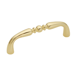 Conquest 3 Inch Center to Center Polished Brass Cabinet Pull