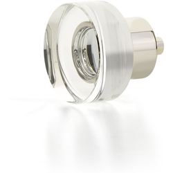 City Lights 1-3/8 Inch Diameter Round Disc Glass Cabinet Knob, Polished Nickel