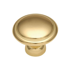 Conquest 1-3/8 Inch Diameter Polished Brass Cabinet Knob